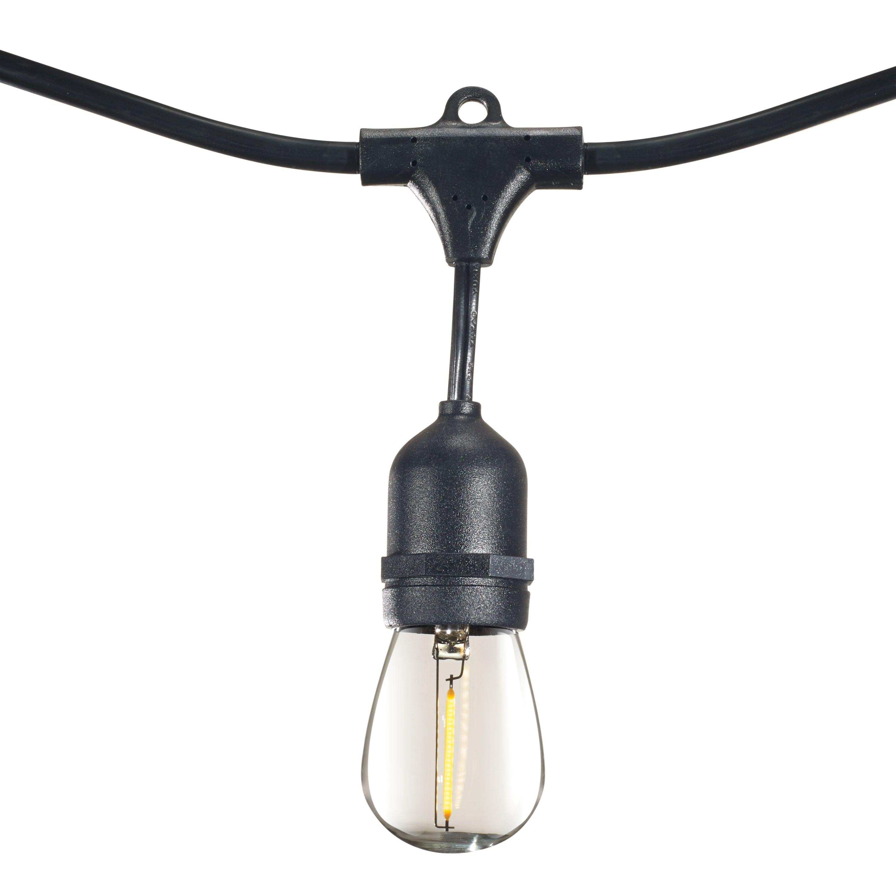 48-foot Black S14 LED String Light Kit with 15 Bulbs, 2700K
