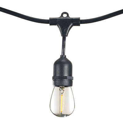 30-foot Black S14 LED String Light Kit with 12 Bulbs, 2700K, 2-Pack