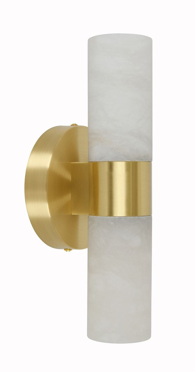 Luella 2 Light Brass Wall Sconce with Alabaster Shades