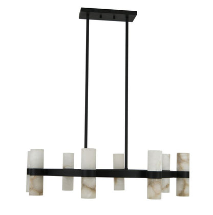 Luella 16 Light Black Chandelier with Alabaster Shades