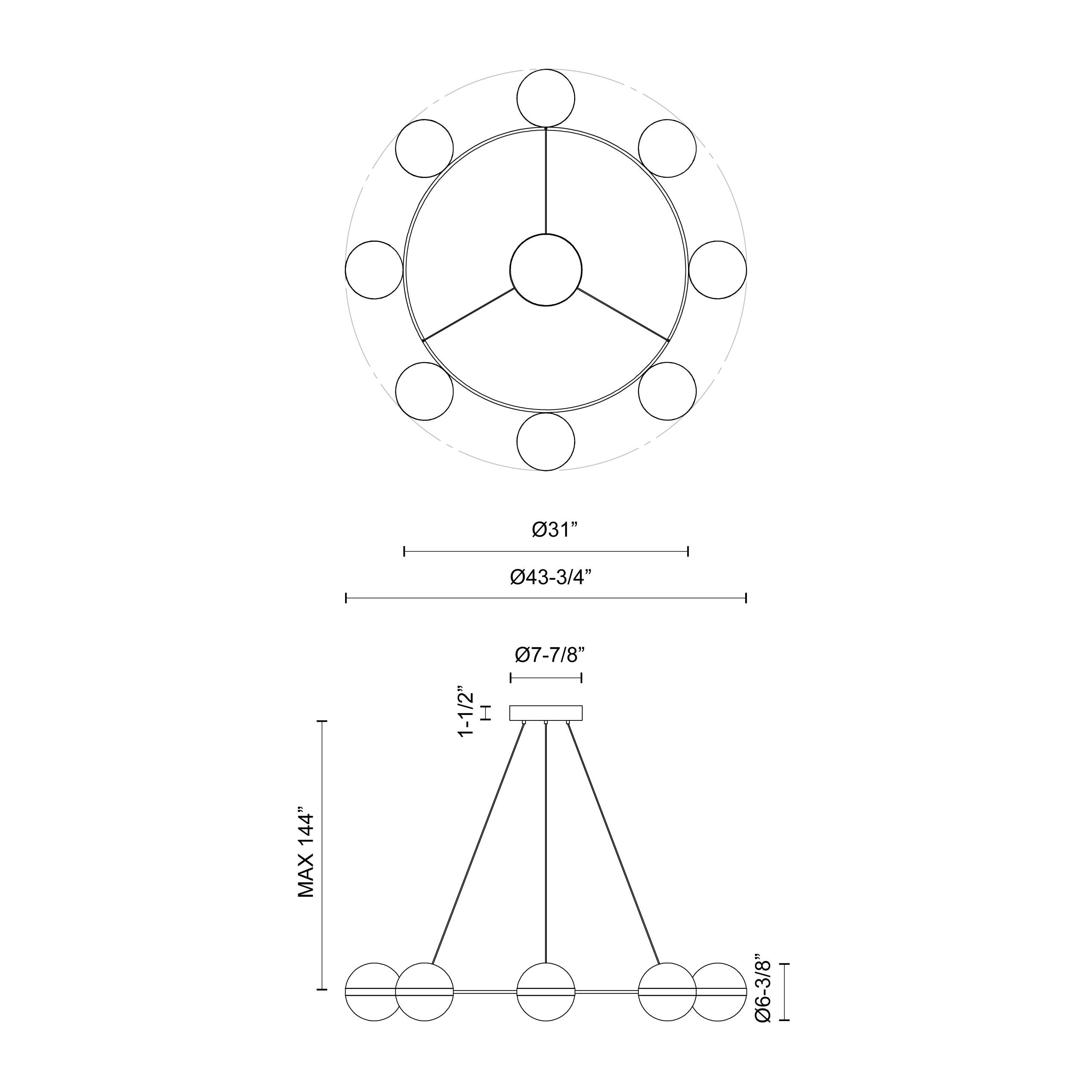 Tagliato 44-in Steel Chandelier