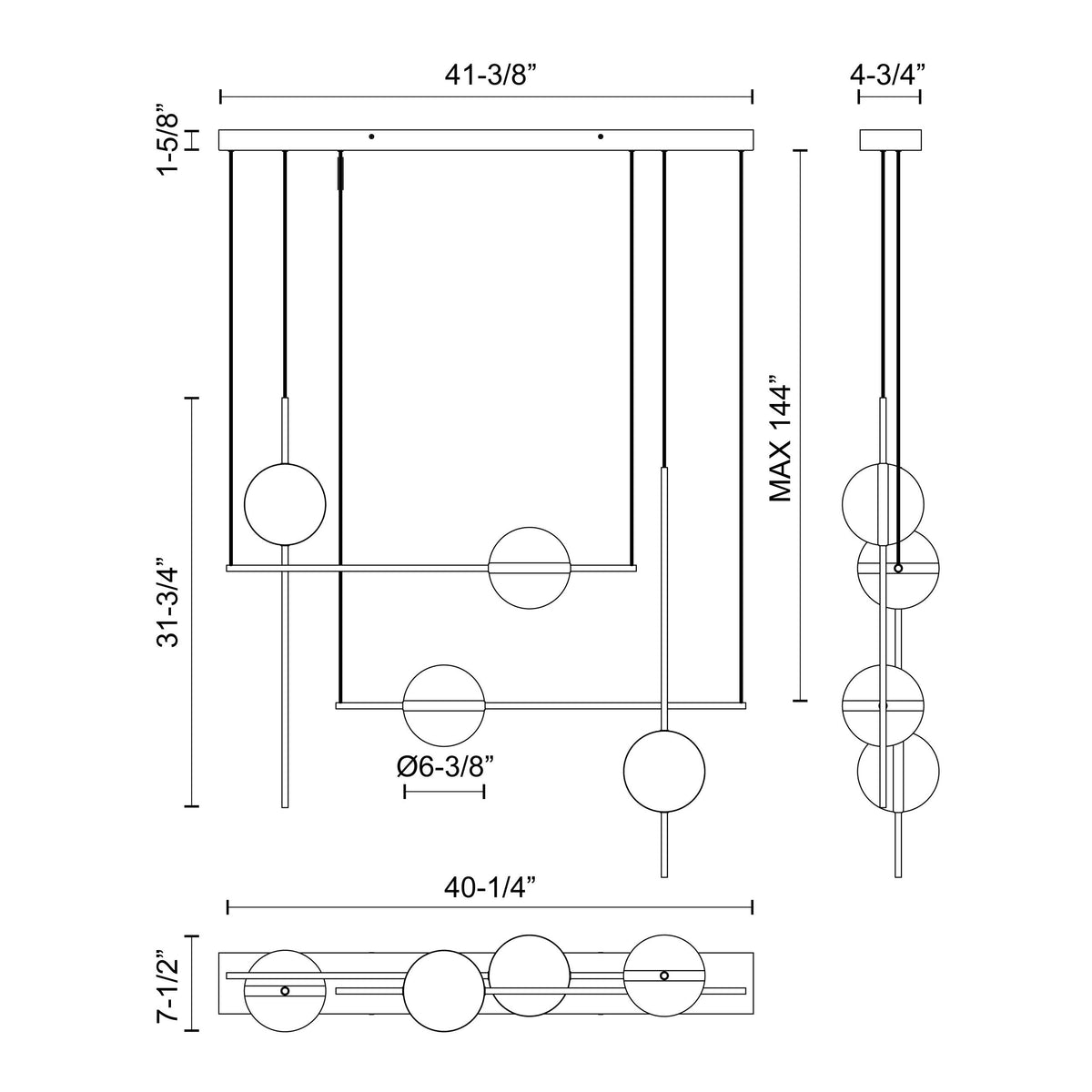 Tagliato 40-in Steel Linear Pendant