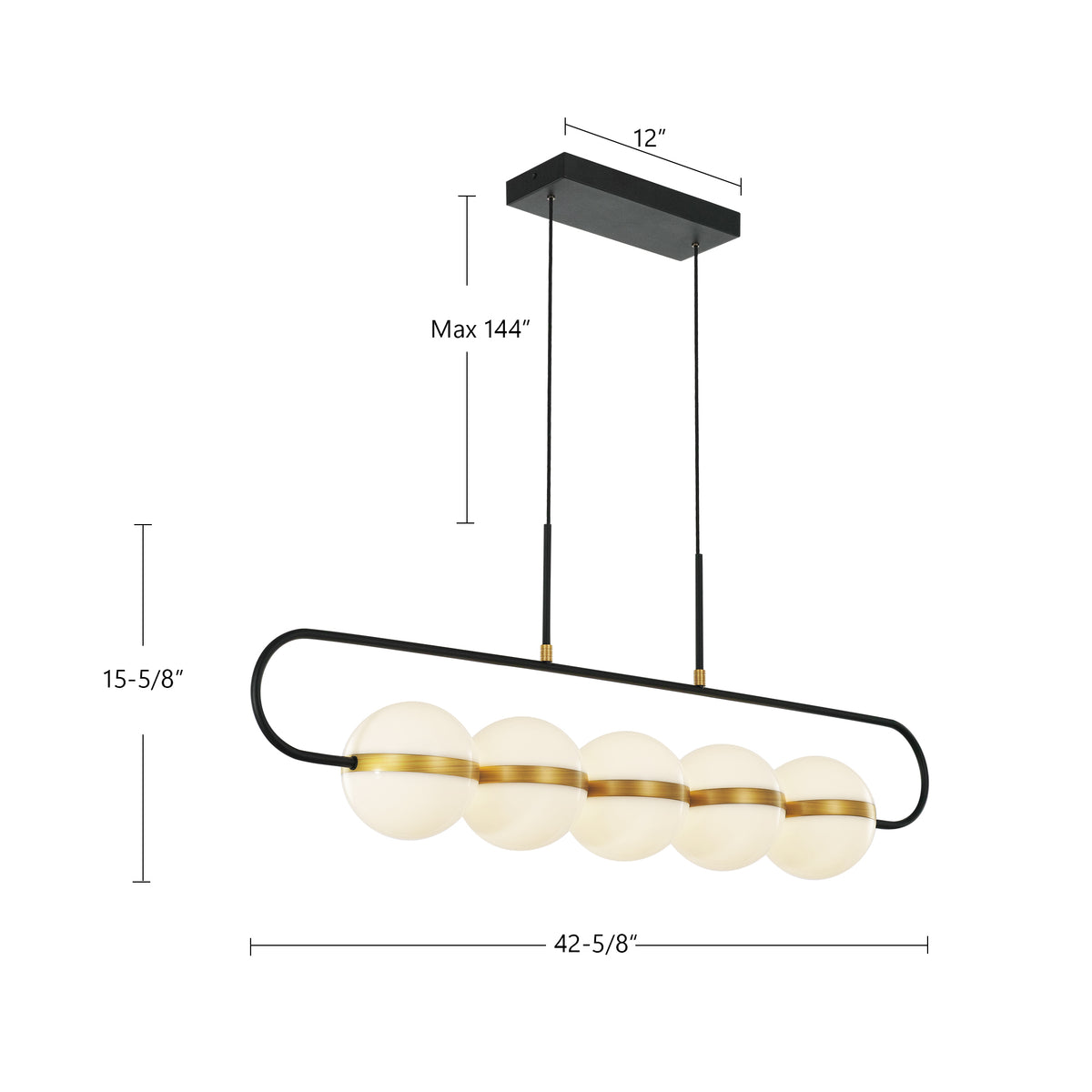 Tagliato 5 Head Steel Linear Pendant