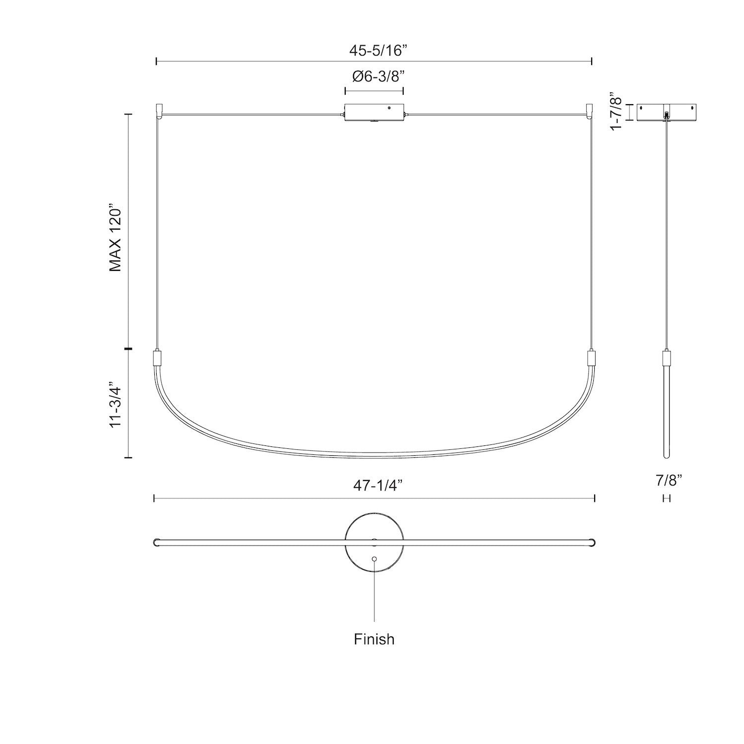 Talis 48-in Aluminum Linear Pendant