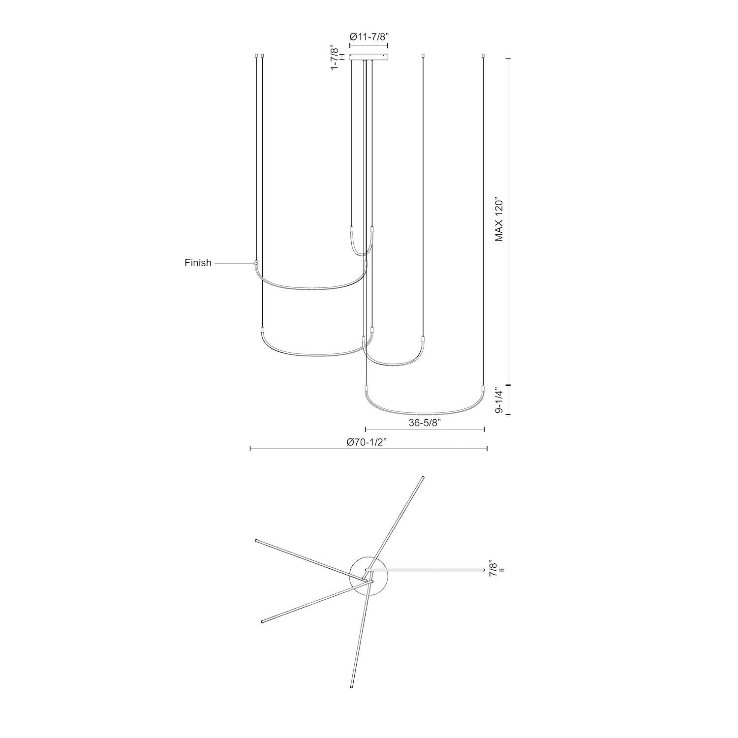 Talis 70-in 5 Light Dimmable LED Multi