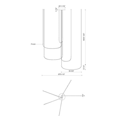 Talis 70-in 5 Light Dimmable LED Multi