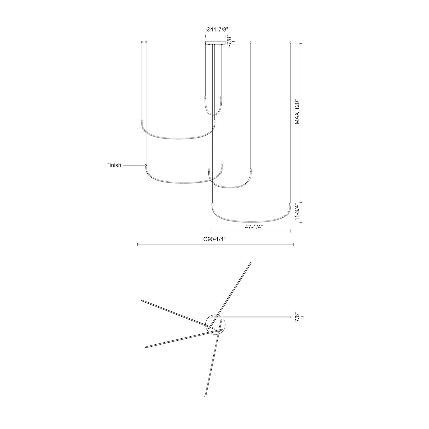 Talis 90-in 5 Light Dimmable LED Multi