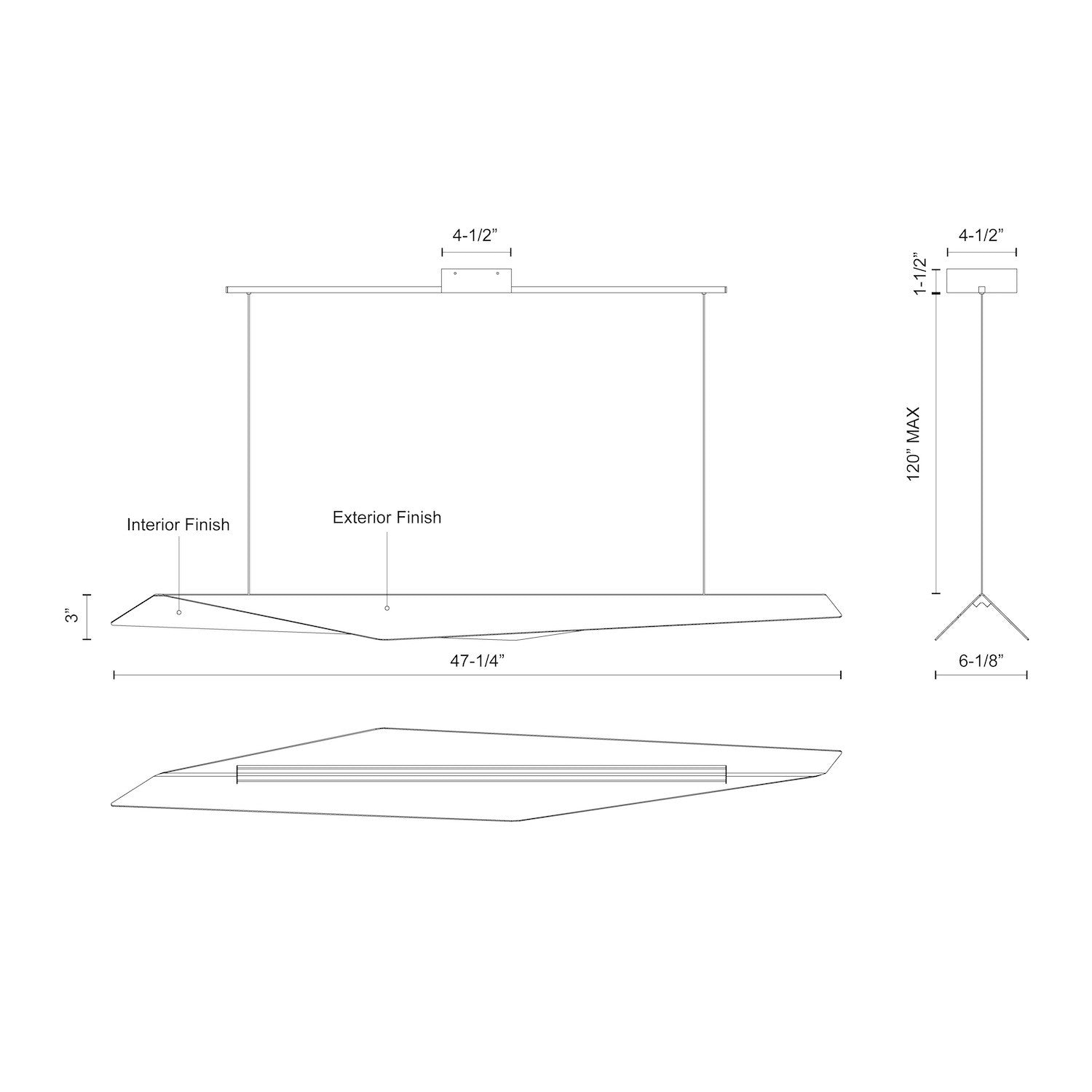 Taro 48-in Aluminum Linear Pendant