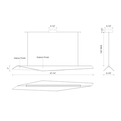 Taro 48-in Aluminum Linear Pendant