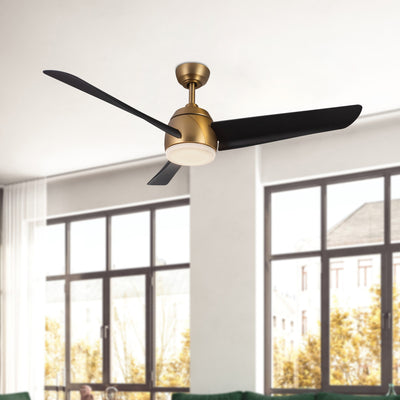 Thalia 54-in Brushed Gold and Matte Black Reversible AC LED Ceiling Fan