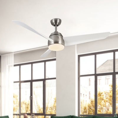Thalia 54-in Brushed Nickel and Matte White Reversible AC LED Ceiling Fan