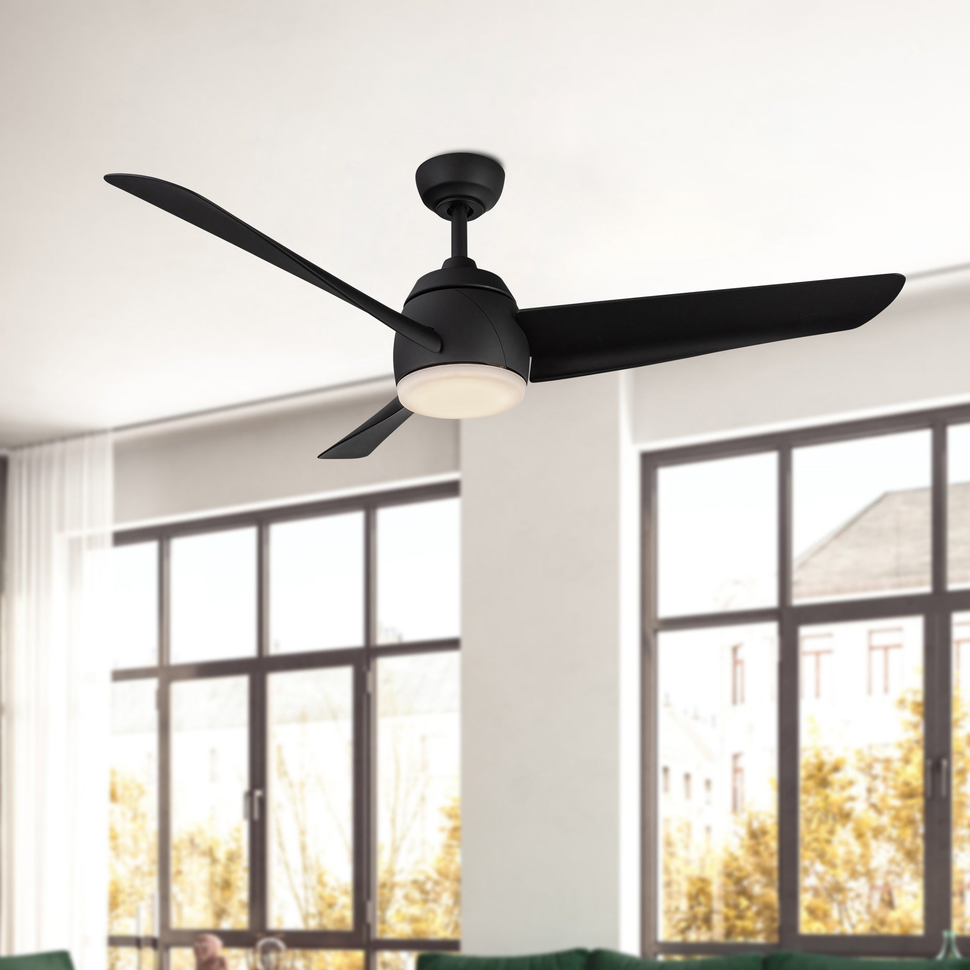 Thalia 54-in Matte Black Reversible AC LED Ceiling Fan