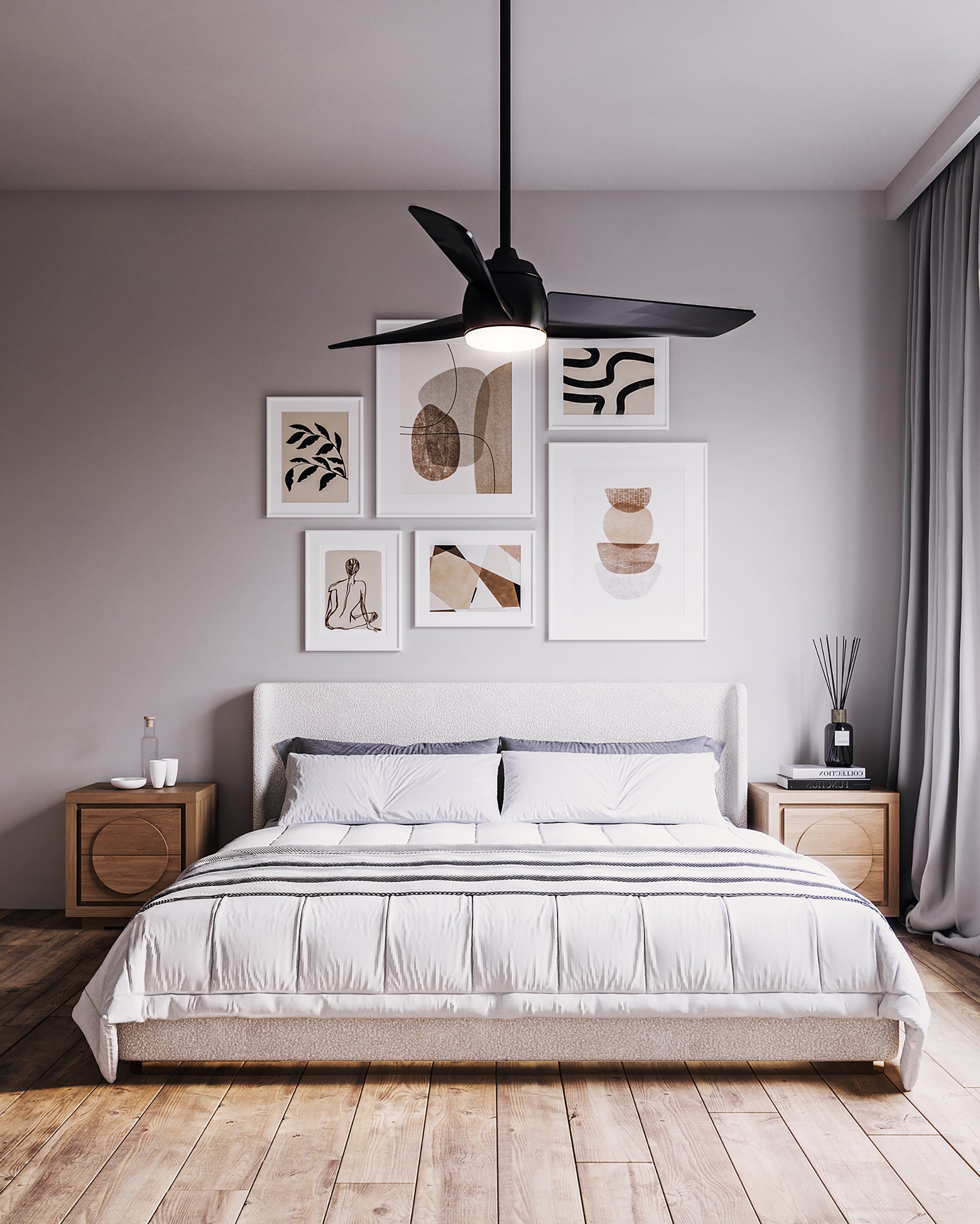 Thalia 54-in Matte Black Reversible AC LED Ceiling Fan
