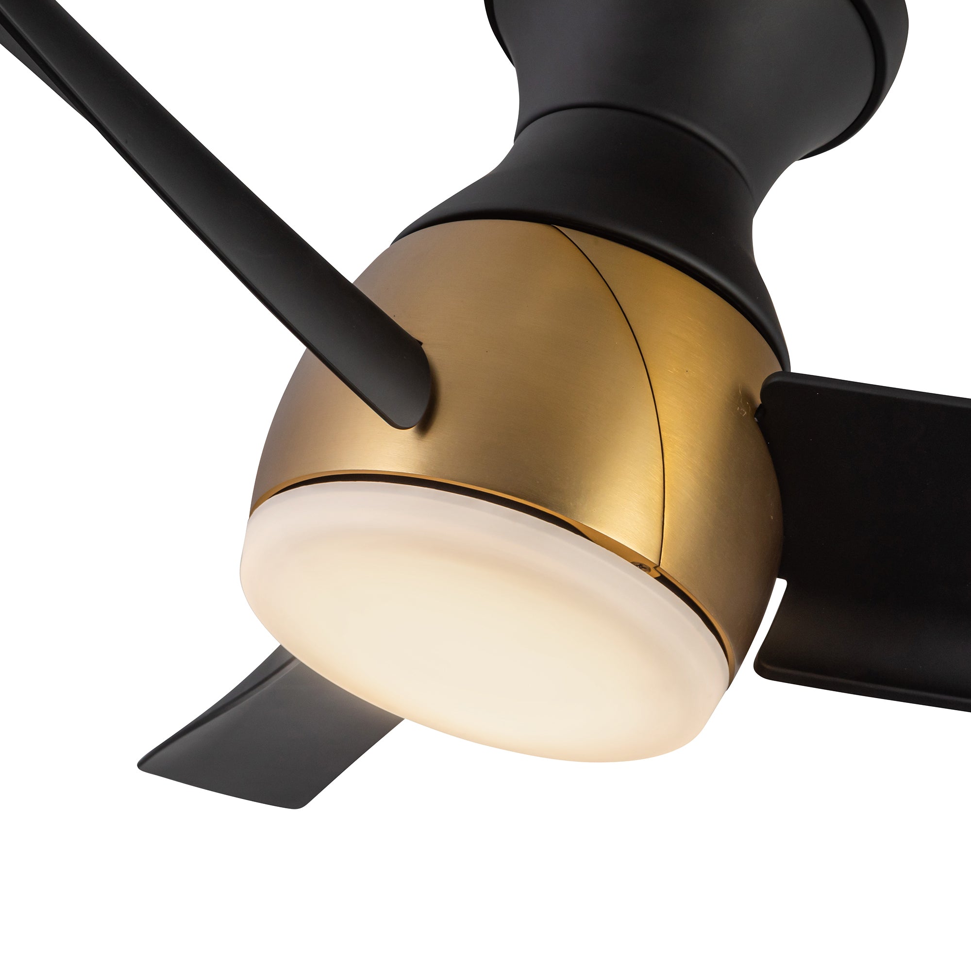 Thalia 54-in Brushed Gold and Matte Black Damp-Rated Dimmable LED Hugger Fan