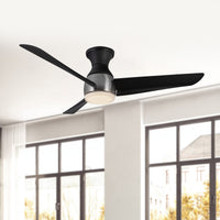 Thalia 54-in Brushed Nickel and Matte Black Damp-Rated Dimmable LED Hugger Fan