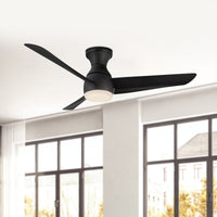 Thalia 54-in Matte Black Damp-Rated Dimmable LED Hugger Fan