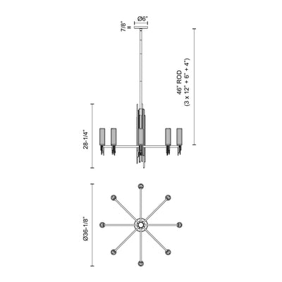 Torres 36-in Steel Chandelier