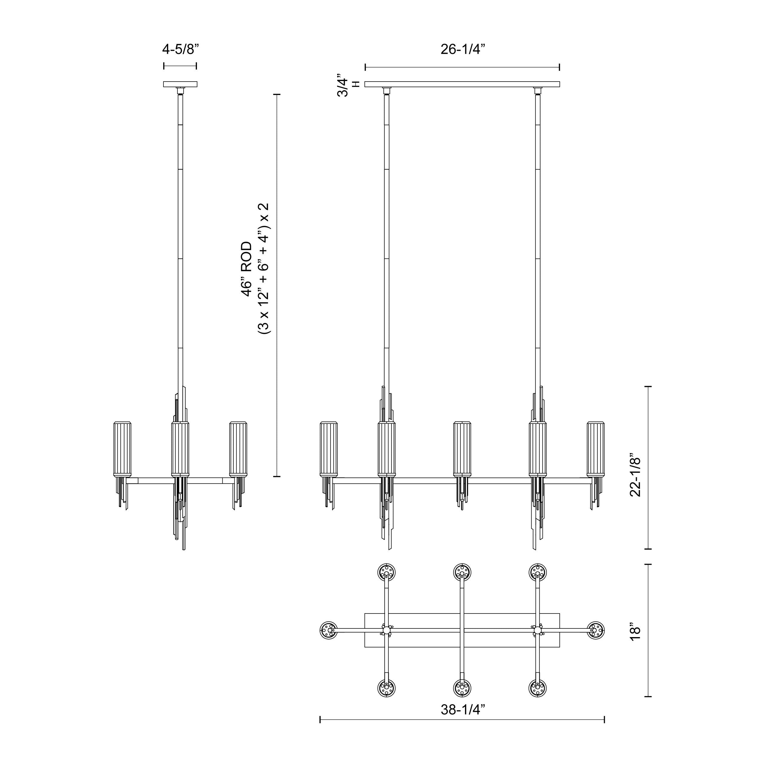Torres 38-in Steel Linear Pendant