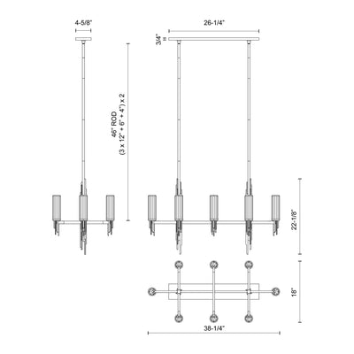 Torres 38-in Steel Linear Pendant