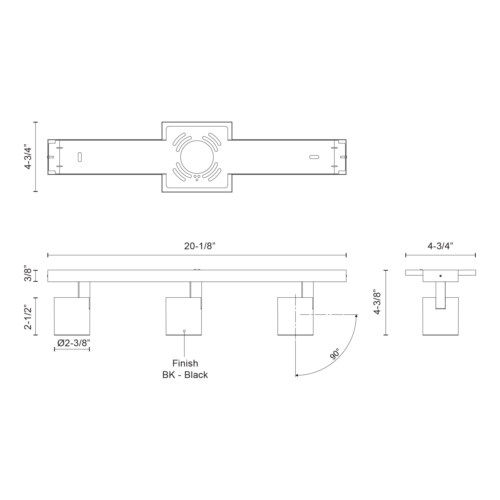 Arnold 3-Head Aluminum Track Light