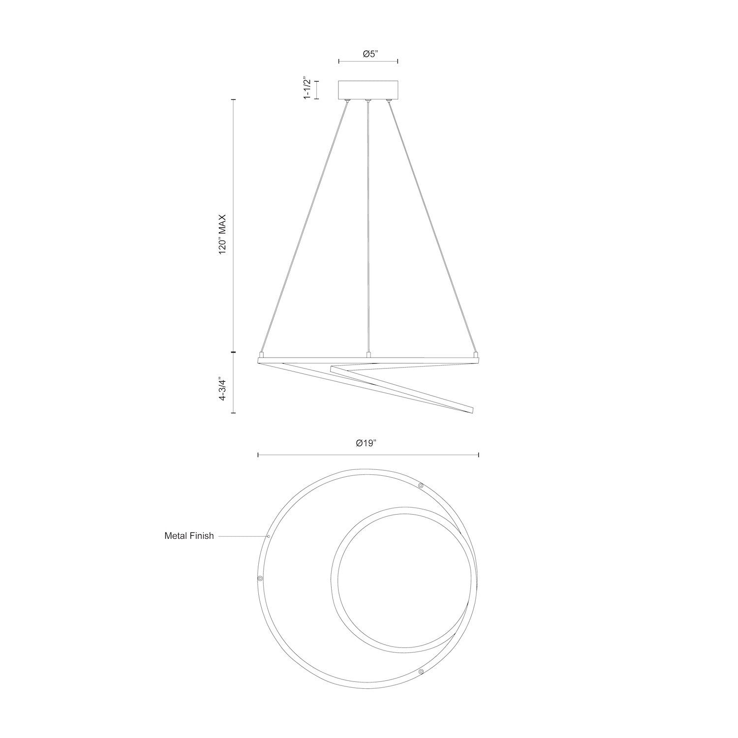 Twist 19-in Aluminum Pendant