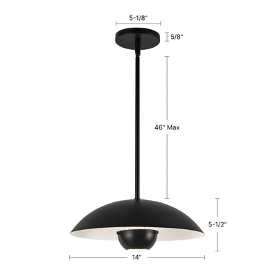 Umbra 14-in Pendant with Black Diffuser