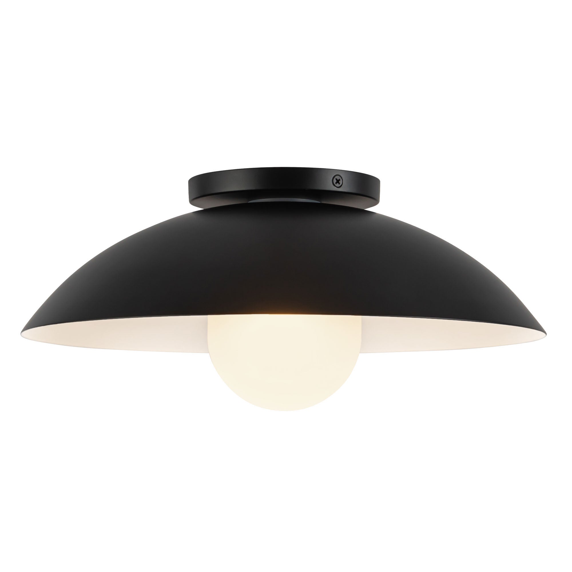 Umbra 14-in Steel Semi-Flush Mount with Matte Opal Glass Difusser