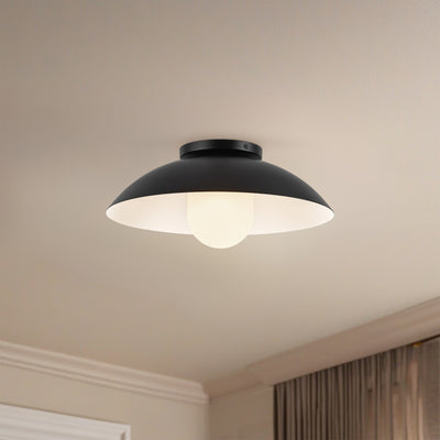 Umbra 14-in Steel Semi-Flush Mount with Matte Opal Glass Difusser