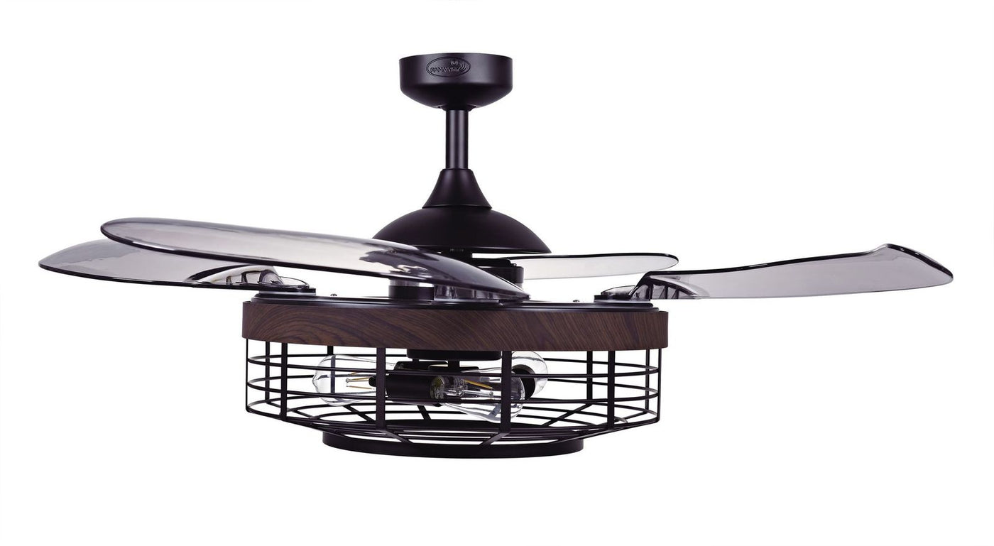 Montclair 48 Inch 3 Light Black Fan with Retractable Blades