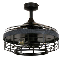 48 Inch Black Koa Retractable Blade Ceiling Fan