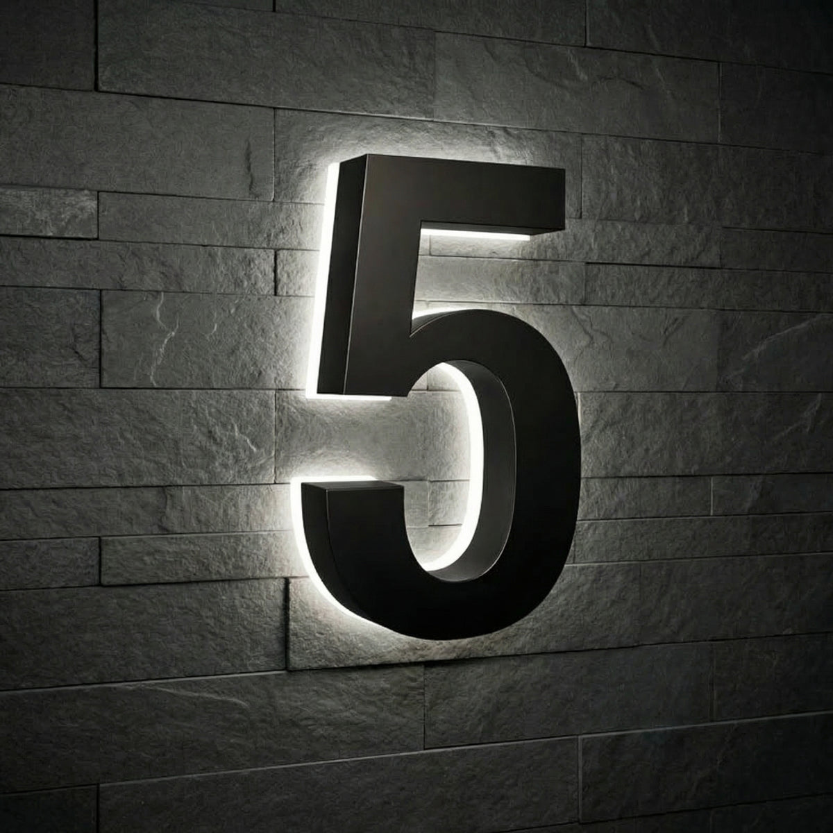 5 inch backlit house numbers - 5000k ABS Polymer - Waterproof