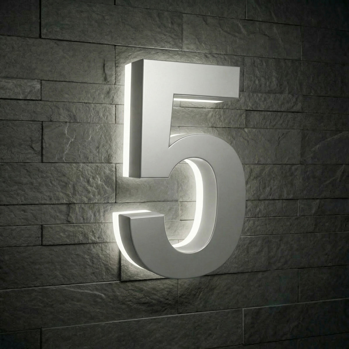 5 inch backlit house numbers - 5000k ABS Polymer - Waterproof