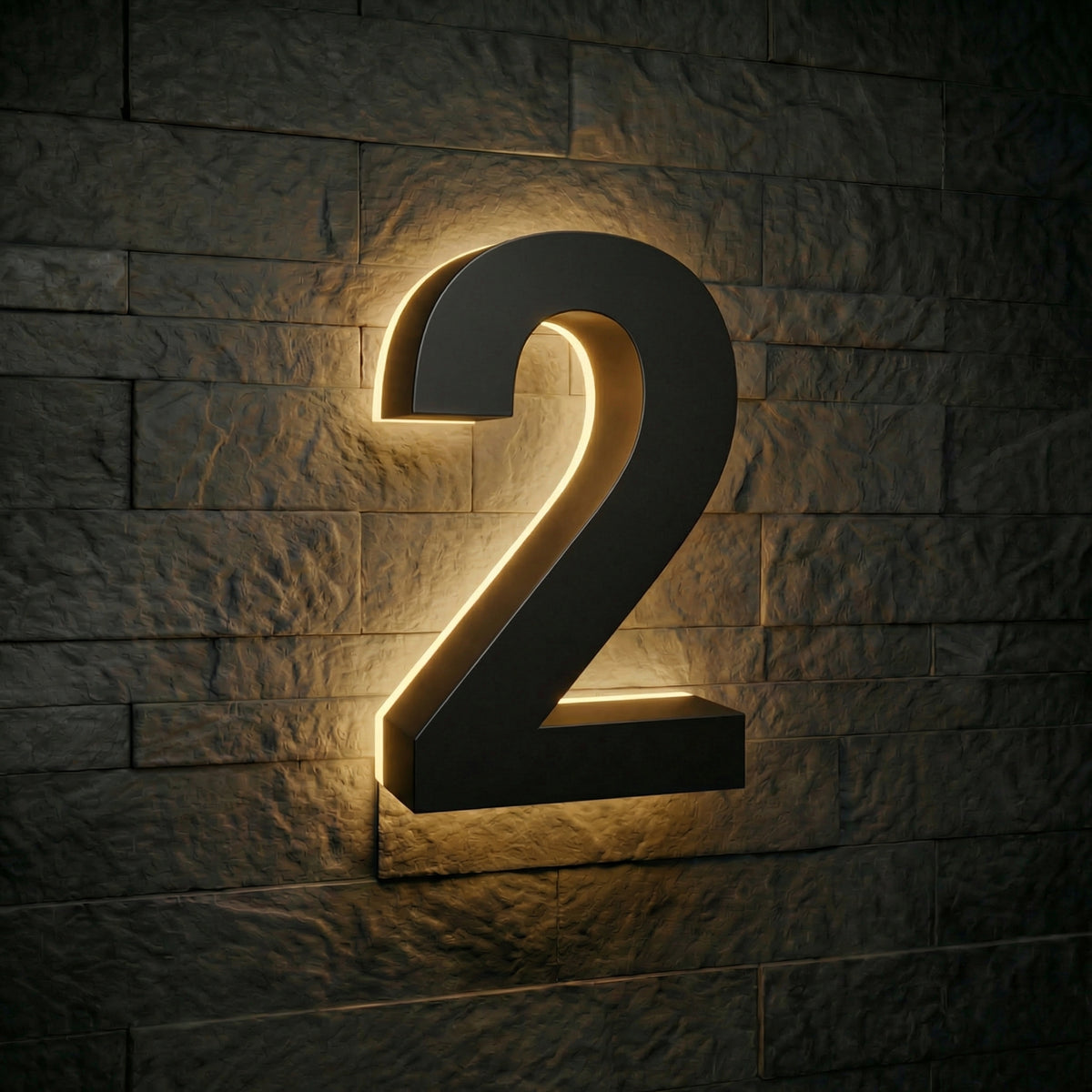 4 inch backlit house numbers - 2700k Stainless Steel - Waterproof
