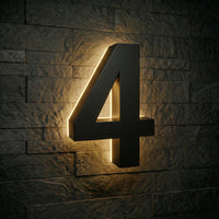 4 inch backlit house numbers - 2700k Stainless Steel - Waterproof