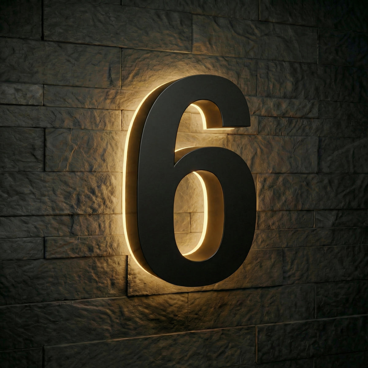 4 inch backlit house numbers - 2700k Stainless Steel - Waterproof