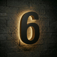 4 inch backlit house numbers - 2700k Stainless Steel - Waterproof