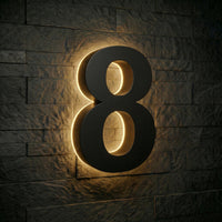 4 inch backlit house numbers - 2700k Stainless Steel - Waterproof