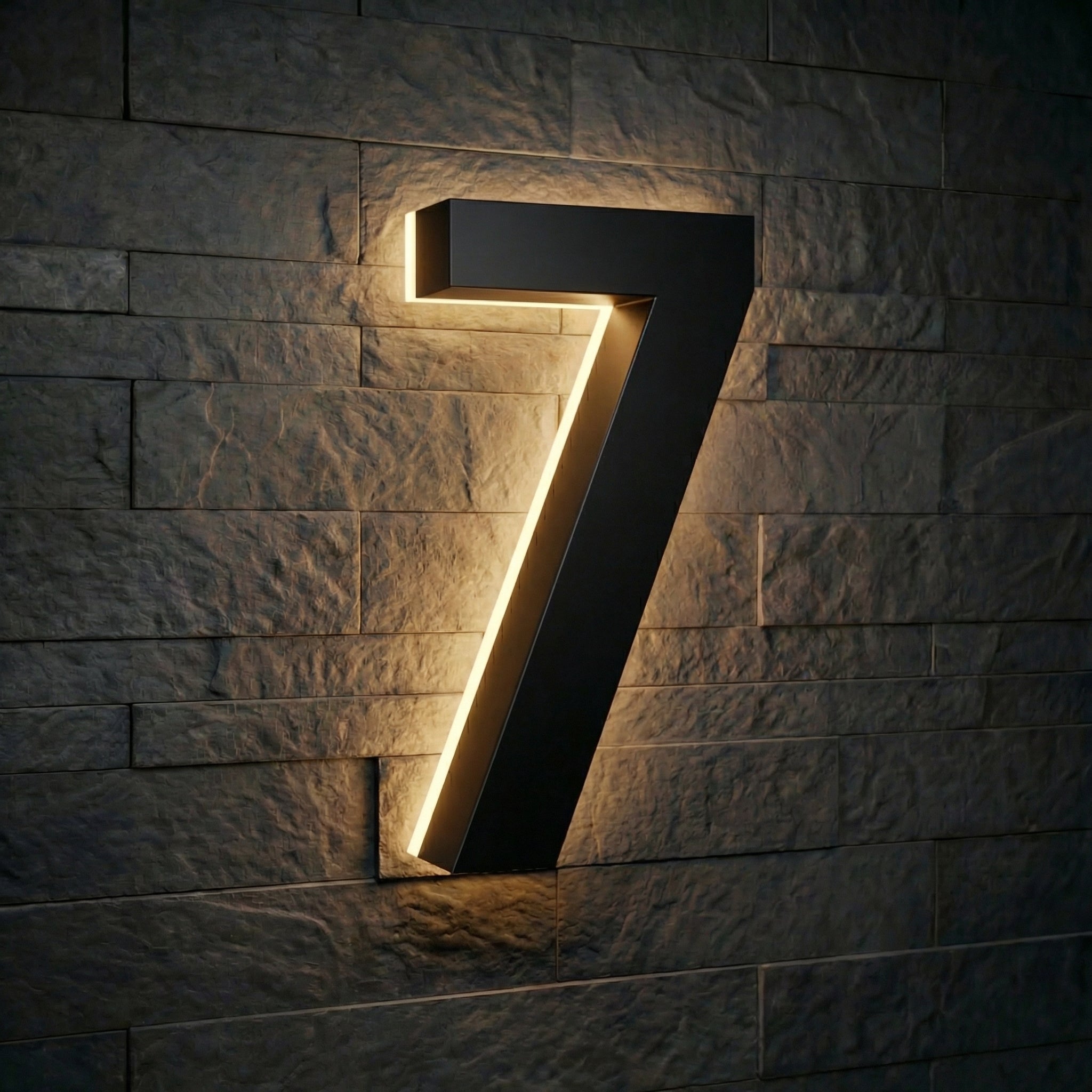 7 inch backlit house numbers - 2700k ABS Polymer - Waterproof