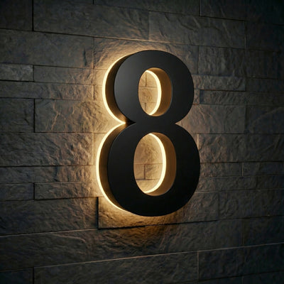 5 inch backlit house numbers - 2700k ABS Polymer - Waterproof
