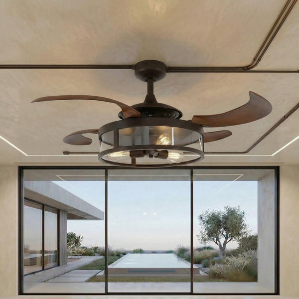 Classic 48 Inch 3 Light Bronze Fan with Retractable Blades