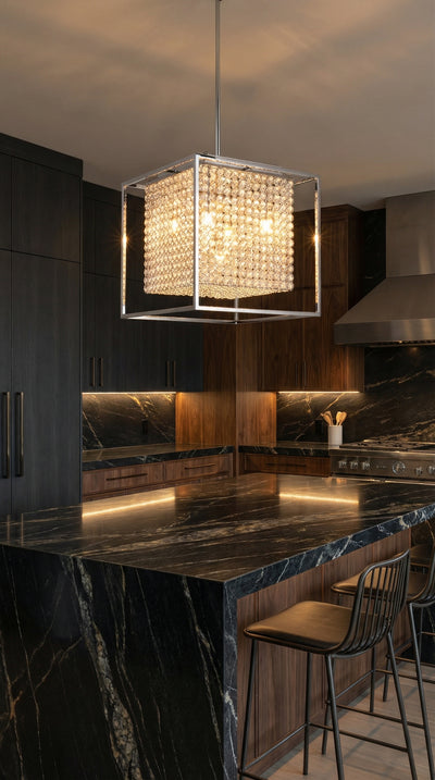 Cube 5 Light Chrome Chandelier