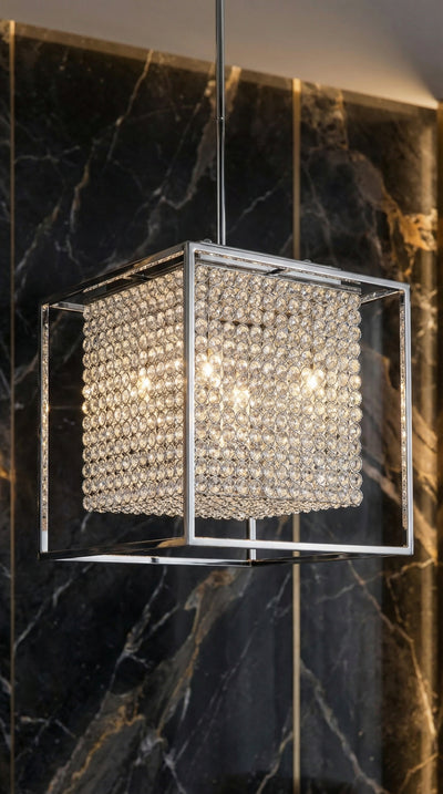 Cube 5 Light Chrome Chandelier