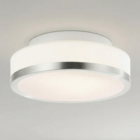 Frosted 1 Light 8 Inch Nickel Flush Mount Drum Shade