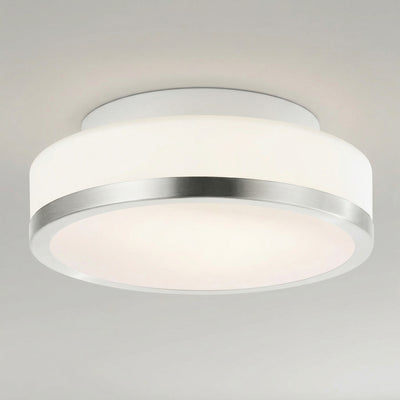 Frosted 1 Light 8 Inch Nickel Flush Mount Drum Shade