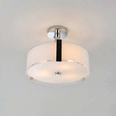 Lucie 3 Light 14in Chrome Flush Mount Round Drum Shade