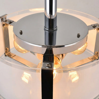 Lucie 3 Light 14in Chrome Flush Mount Round Drum Shade