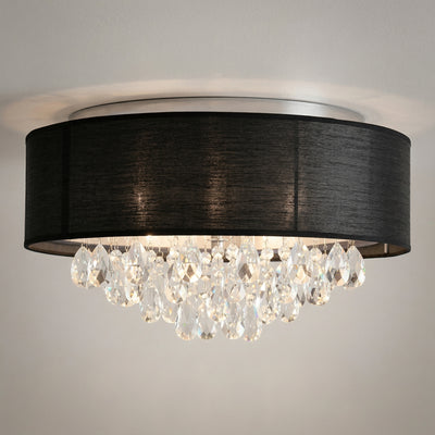 Dash 4 Light Chrome Flush Mount with Black Drum Shade