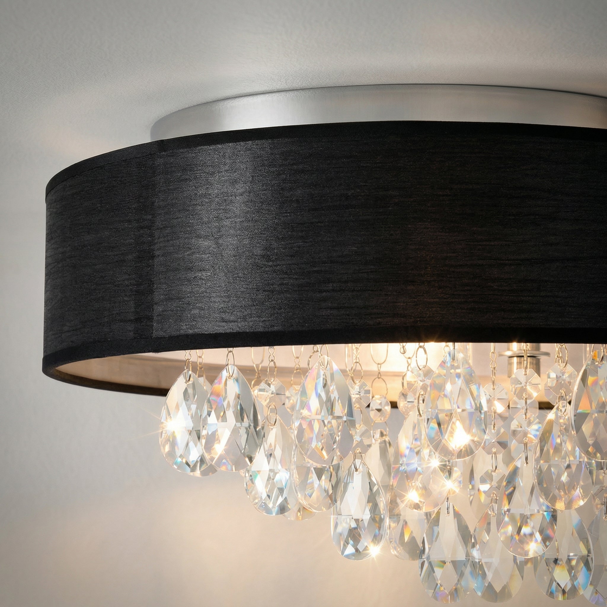 Dash 4 Light Chrome Flush Mount with Black Drum Shade