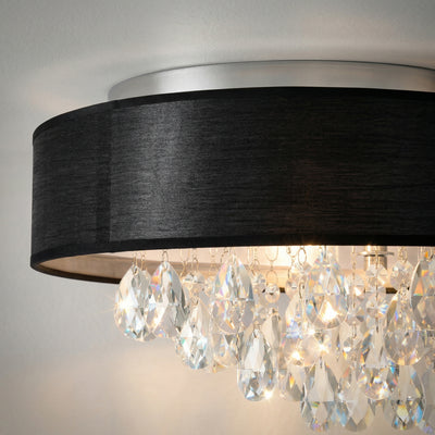 Dash 4 Light Chrome Flush Mount with Black Drum Shade