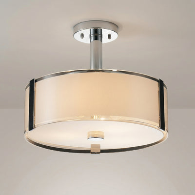 Lucie 4 Light 17in Chrome Flush Mount Round Drum Shade